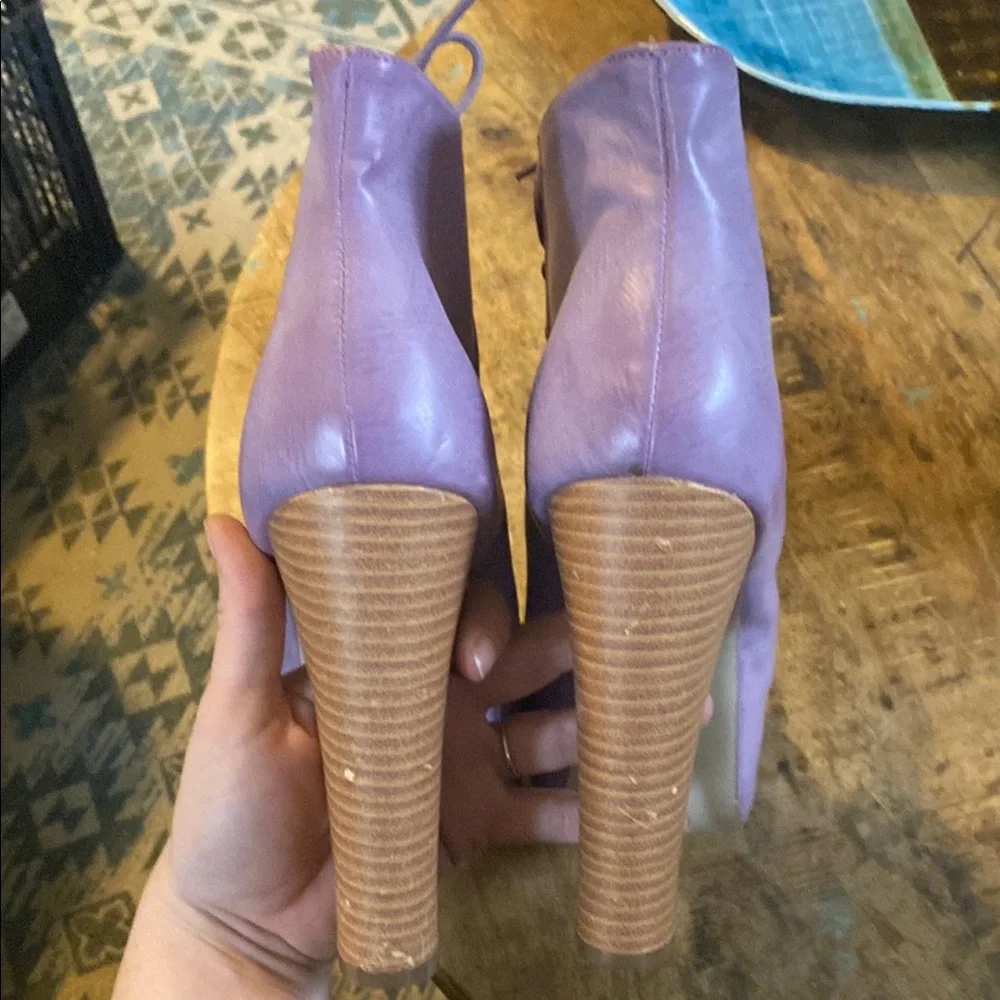 Lavender Lace-Up Platform Boots - Picture 6 of 9